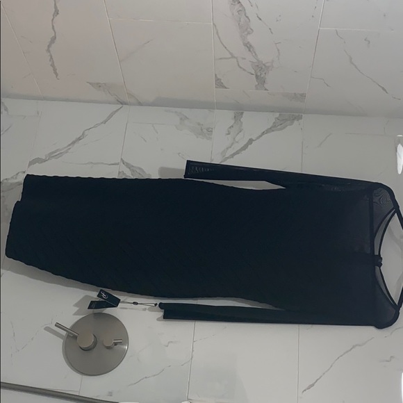 Adrianna Papell Pintucked Illusion Dress In Black - Picture 9 of 9